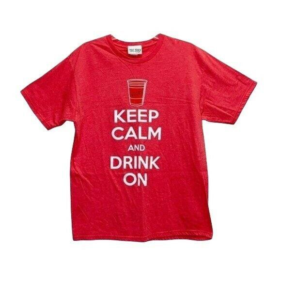 keep calm and drink on t shirt the Strip Las Vegas red T-shirt sz L graffiti - Picture 4 of 5